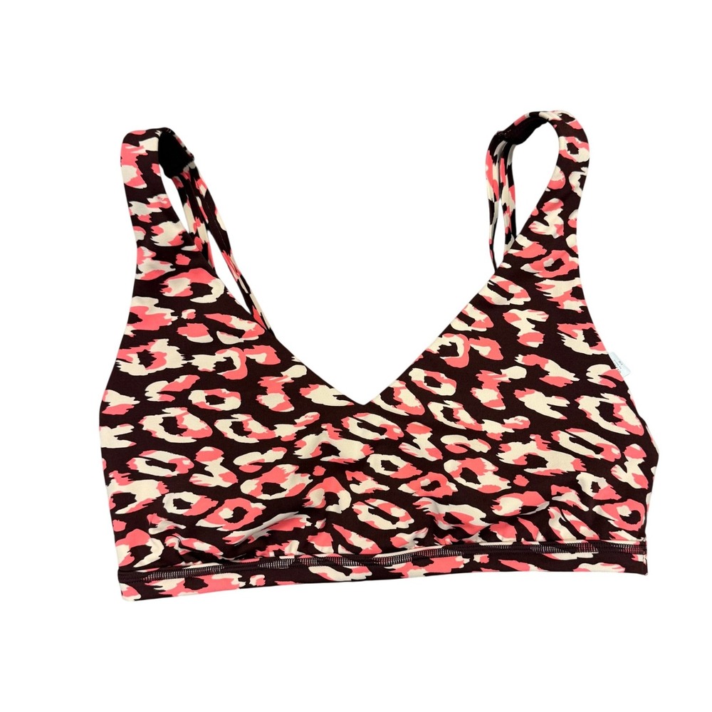 Offline by Aerie Leopard Print Sports Bra Medium Support Pink Brown‎ Tan L